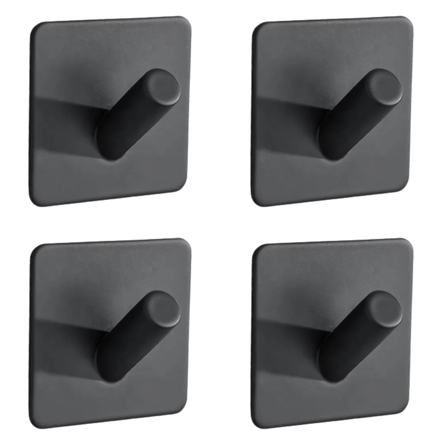 Set mit 4 Selbstklebende Handtuchhaltern - Edelstahl (RVS) - Schwarz