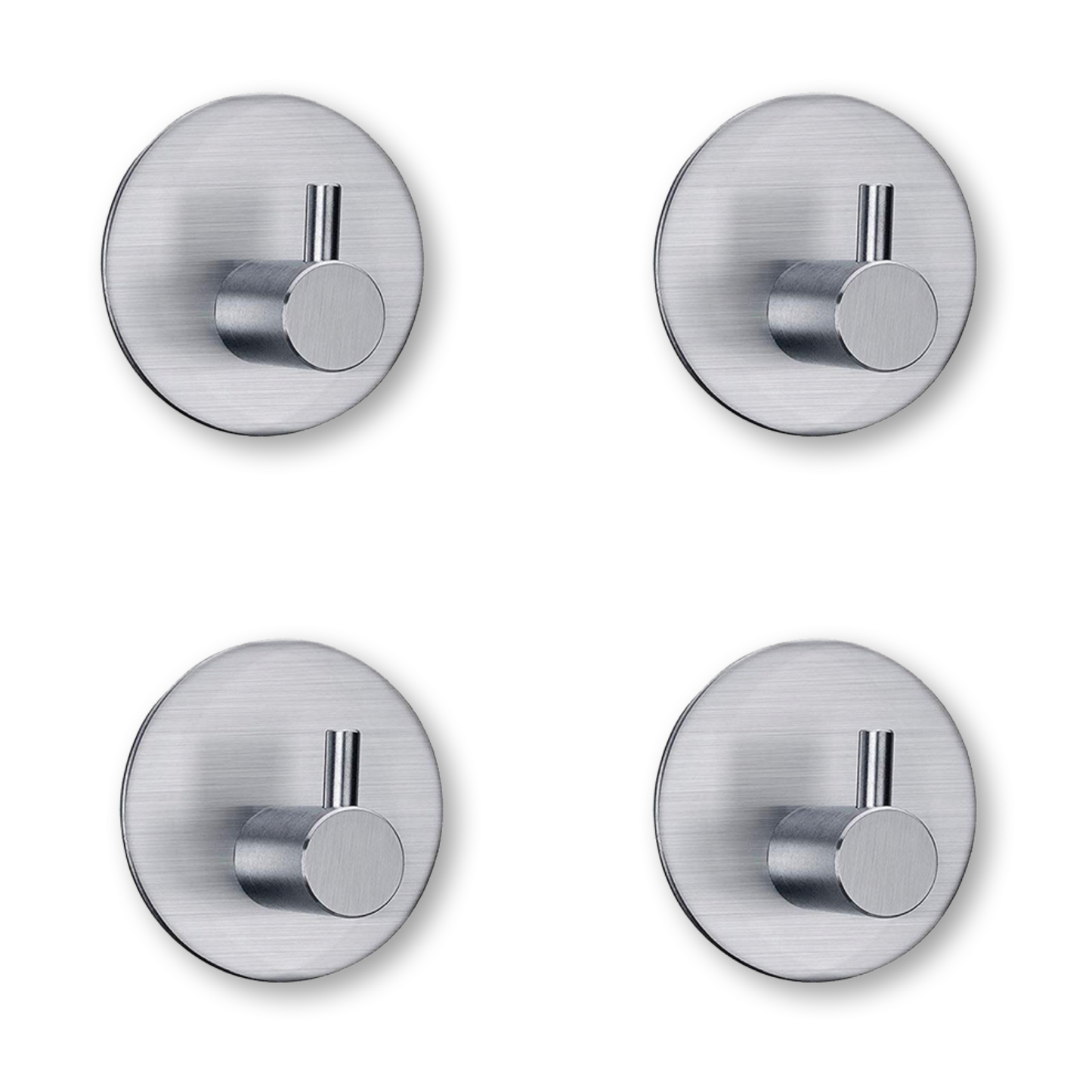 Set mit 4 Selbstklebende Handtuchhaltern - Edelstahl (RVS) - Silber