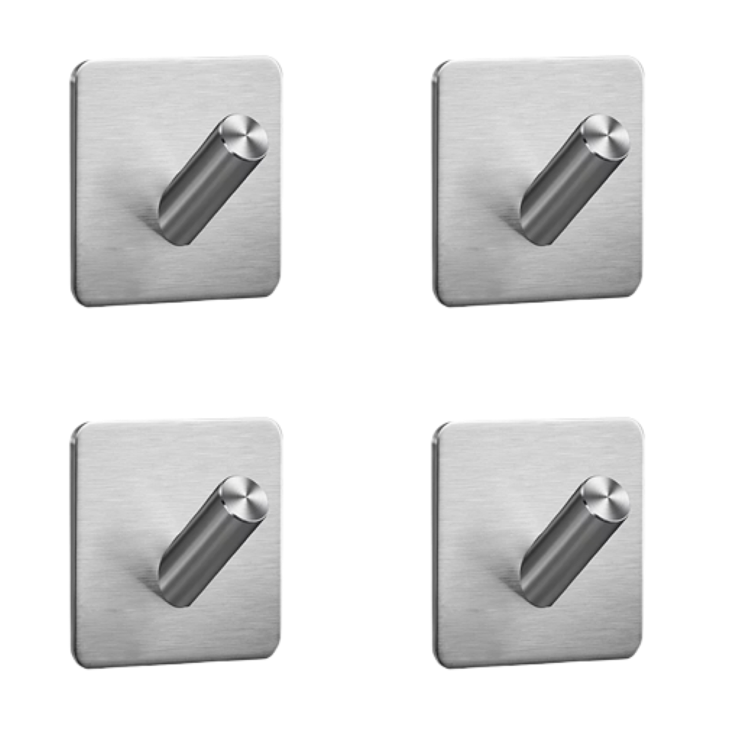Set mit 4 Selbstklebende Handtuchhaltern - Edelstahl (RVS) - Silber