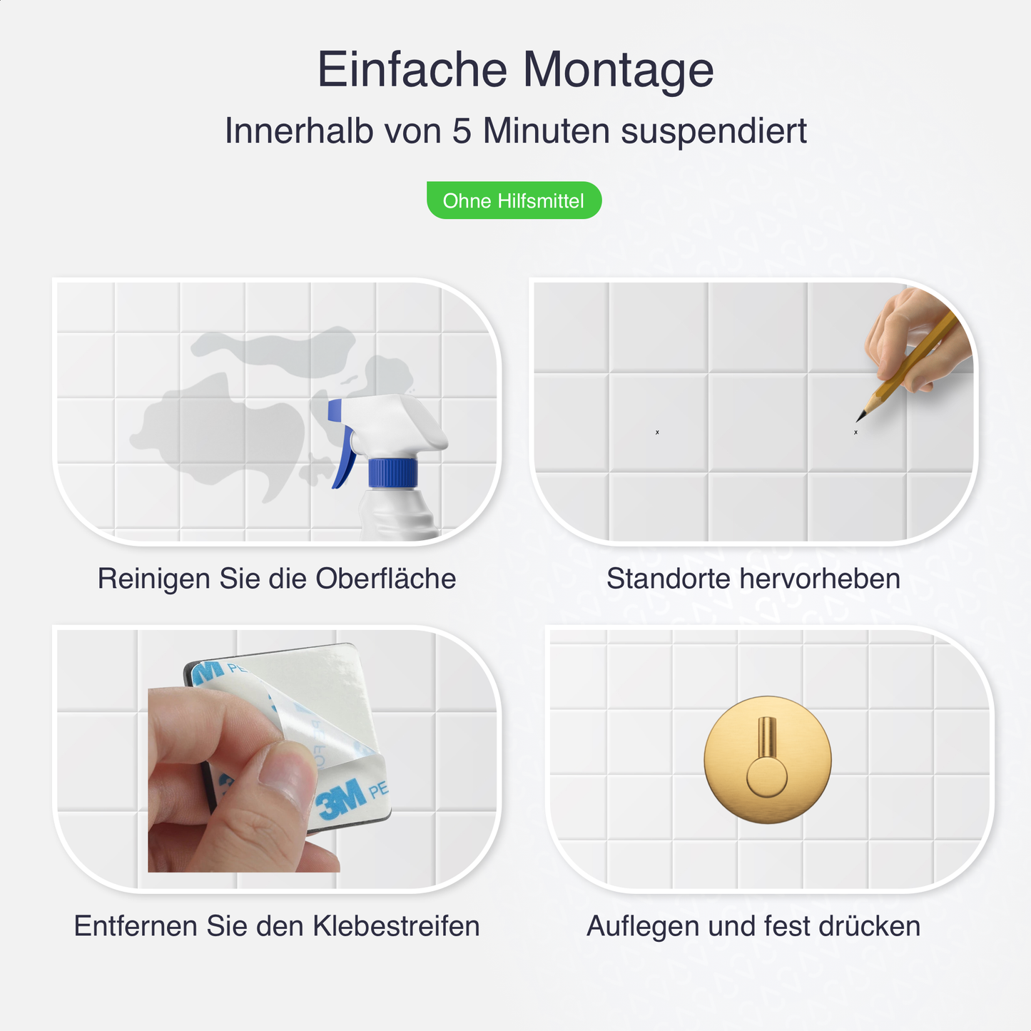 Set mit 2 Selbstklebende Handtuchhaltern - Edelstahl (RVS) - Gold