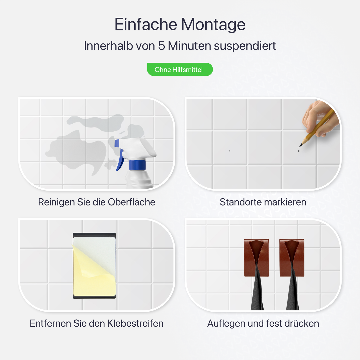 Set mit 2 selbstklebenden Handtuchhaken - Rose - Edelstahl (RVS)