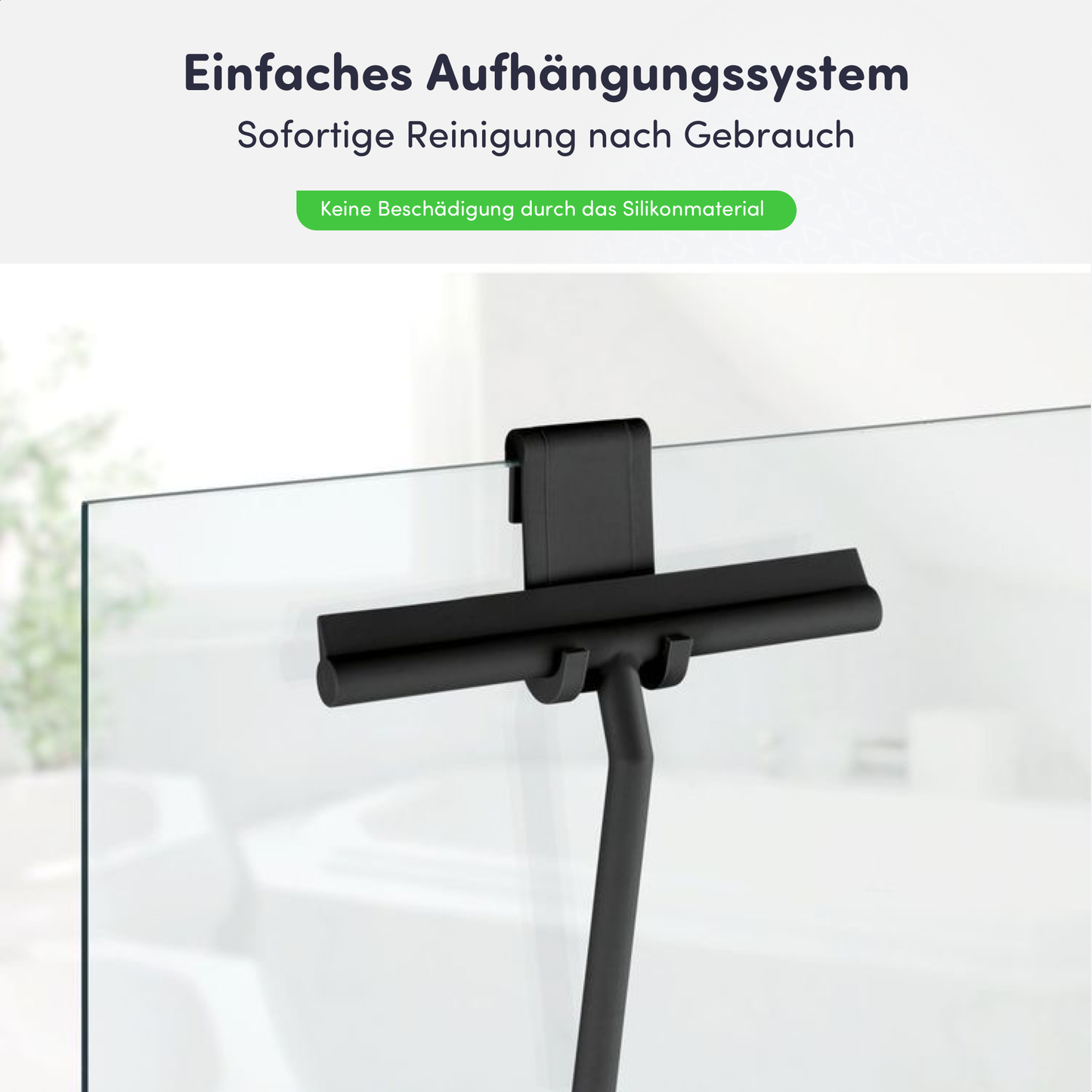 Luxus Duschabzieher mit Aufhänghaken - Silikon – Schwarz
