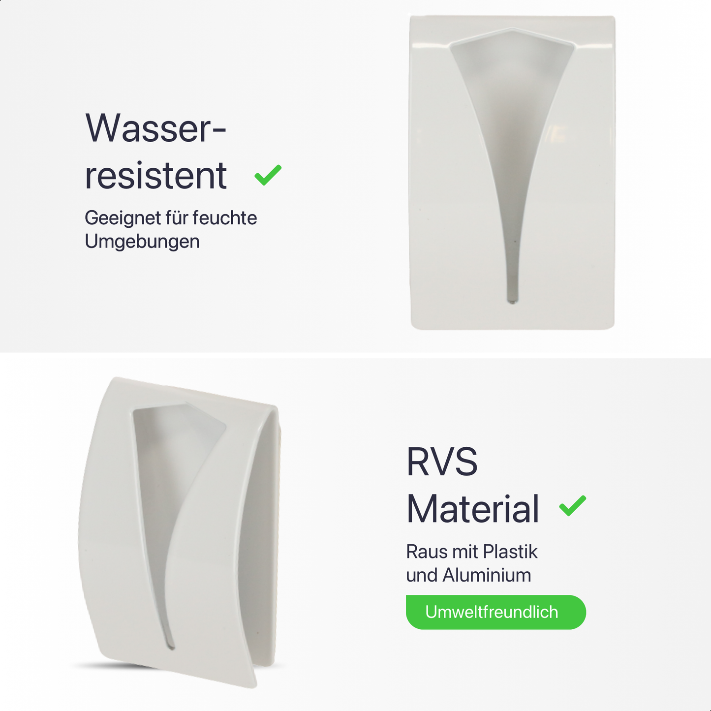 Set mit 2 selbstklebenden Handtuchhaken - Weiß - Edelstahl (RVS)