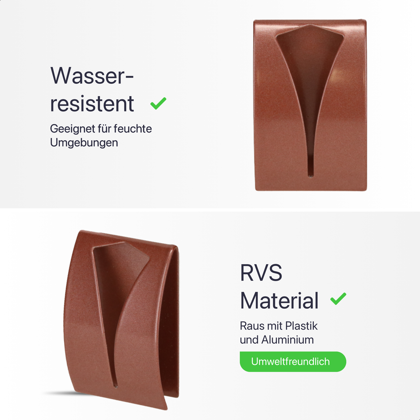 Set mit 2 selbstklebenden Handtuchhaken - Rose - Edelstahl (RVS)