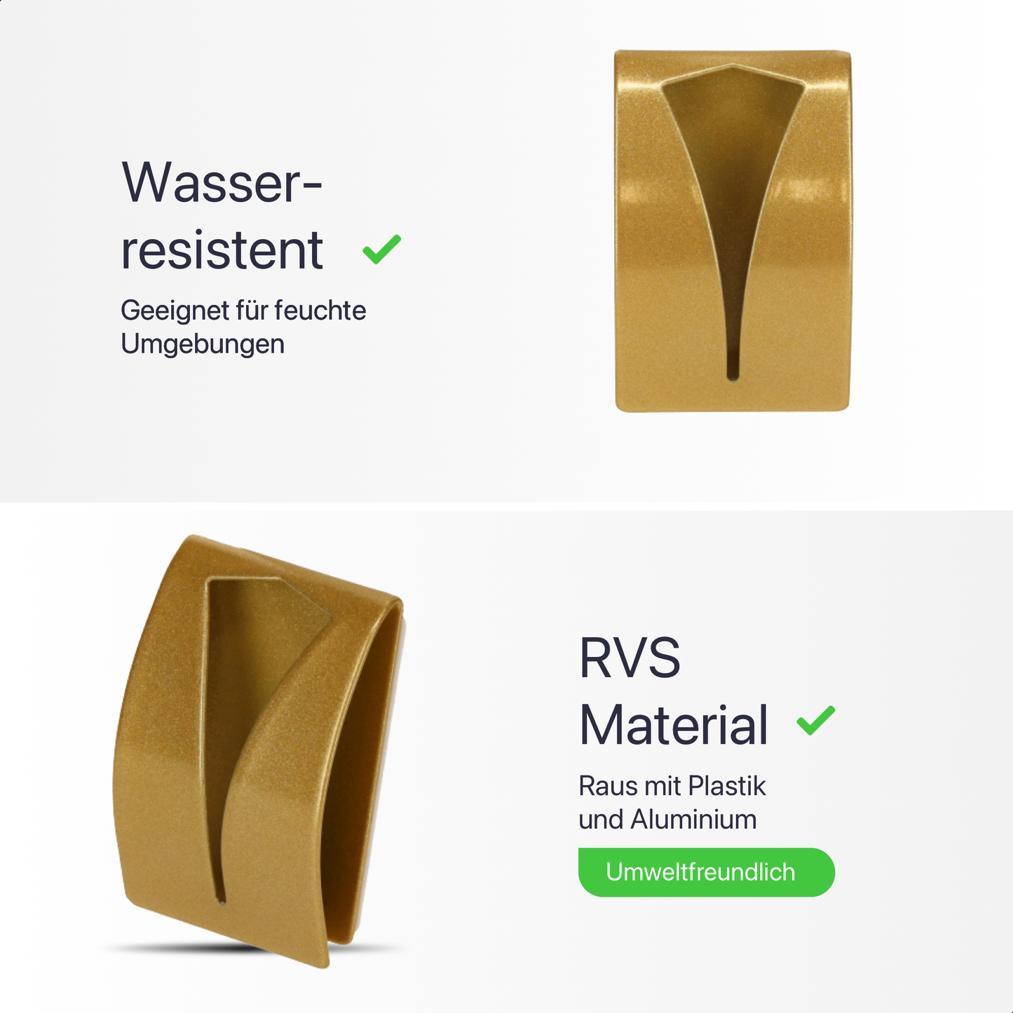 Set mit 2 selbstklebenden Handtuchhaken - Gold - Edelstahl (RVS)