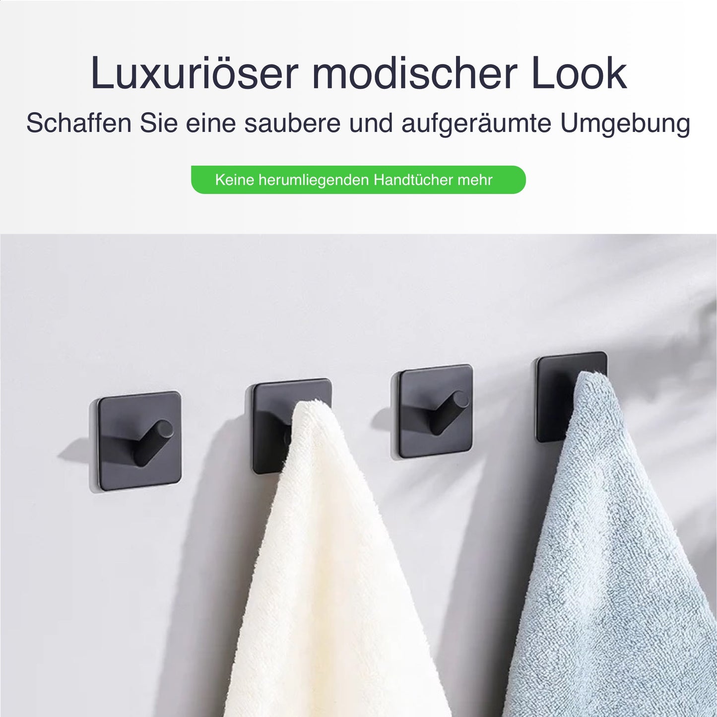 Set mit 4 Selbstklebende Handtuchhaltern - Edelstahl (RVS) - Schwarz