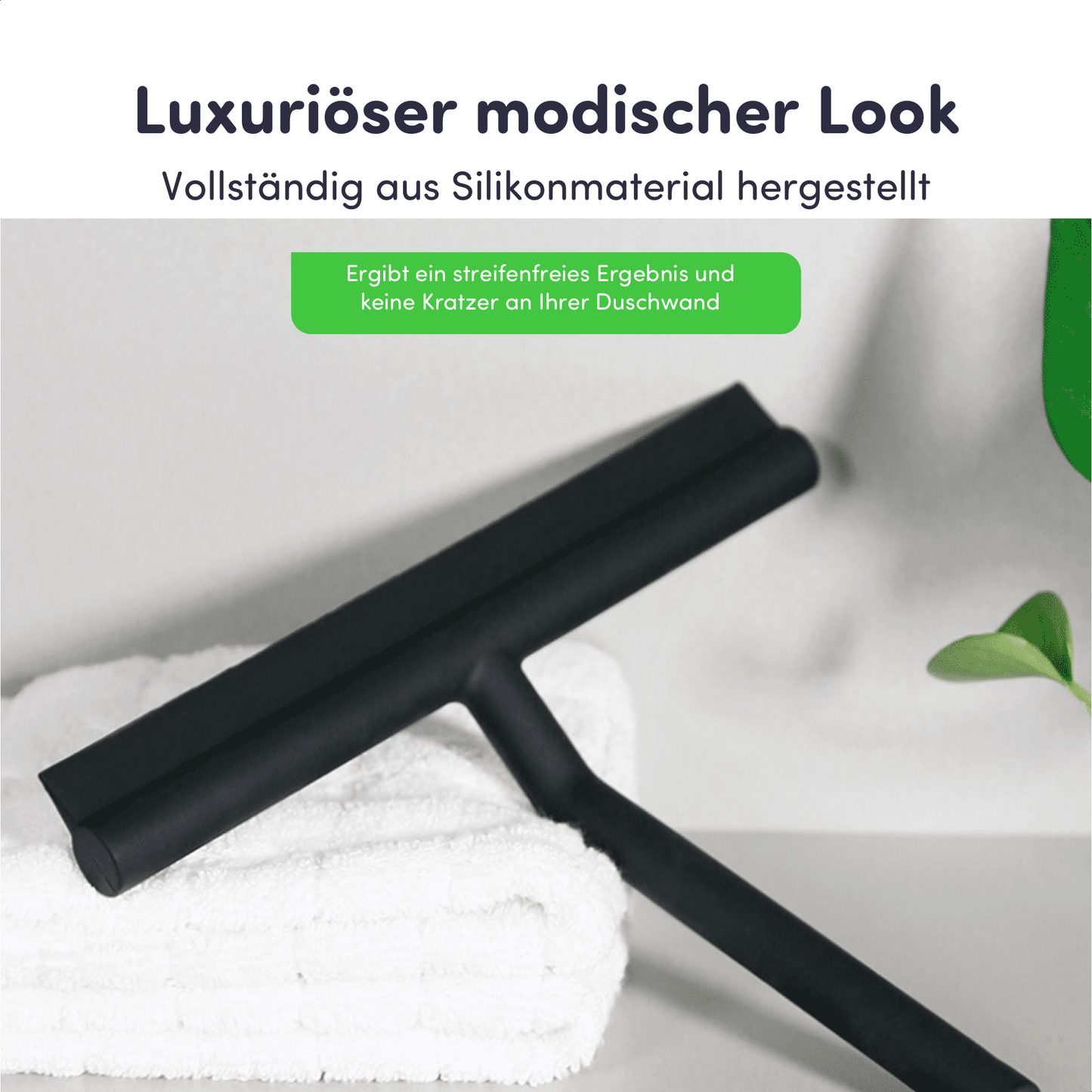 Luxus Duschabzieher mit Aufhänghaken - Silikon – Schwarz