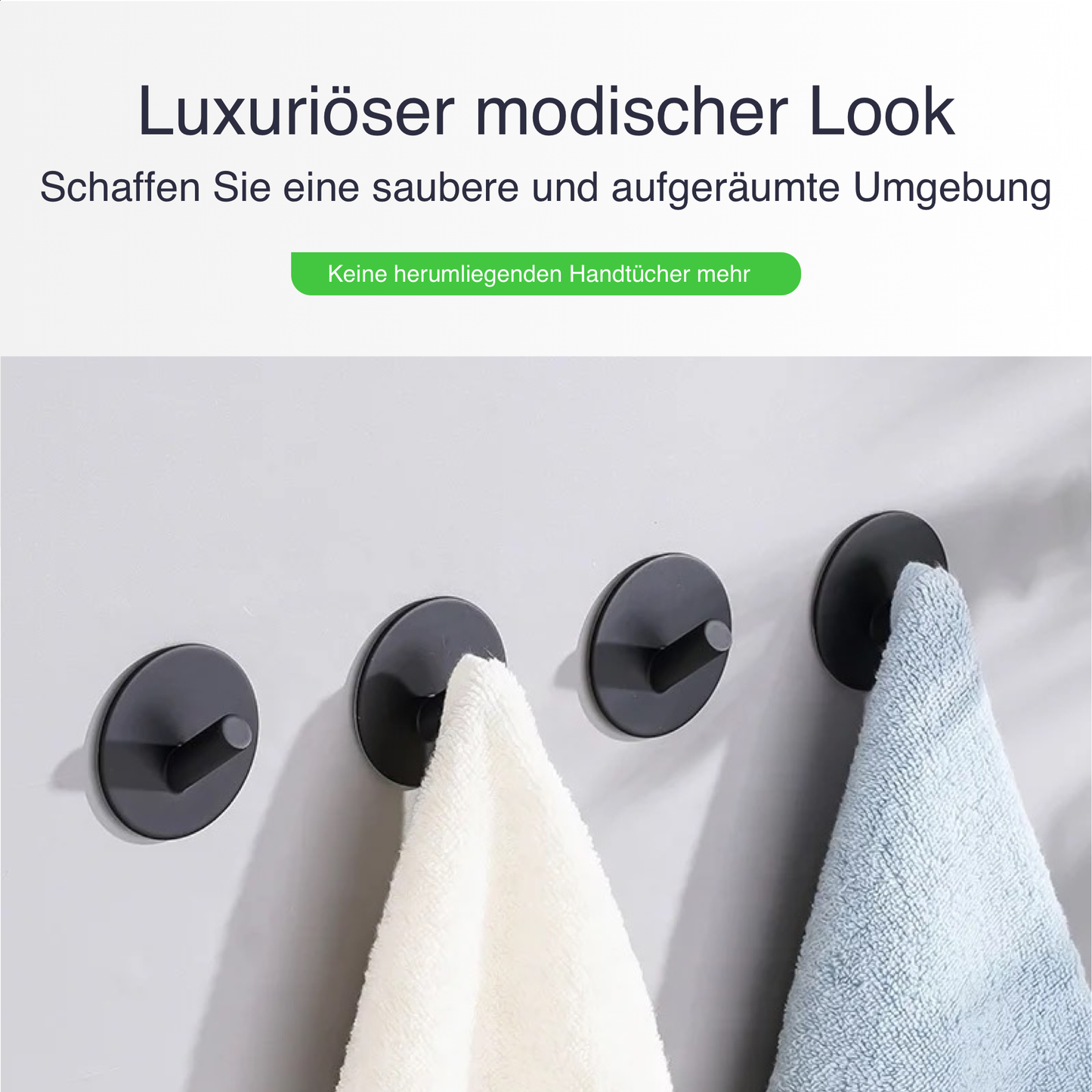 Set mit 4 Selbstklebende Handtuchhaltern - Edelstahl (RVS) - Schwarz