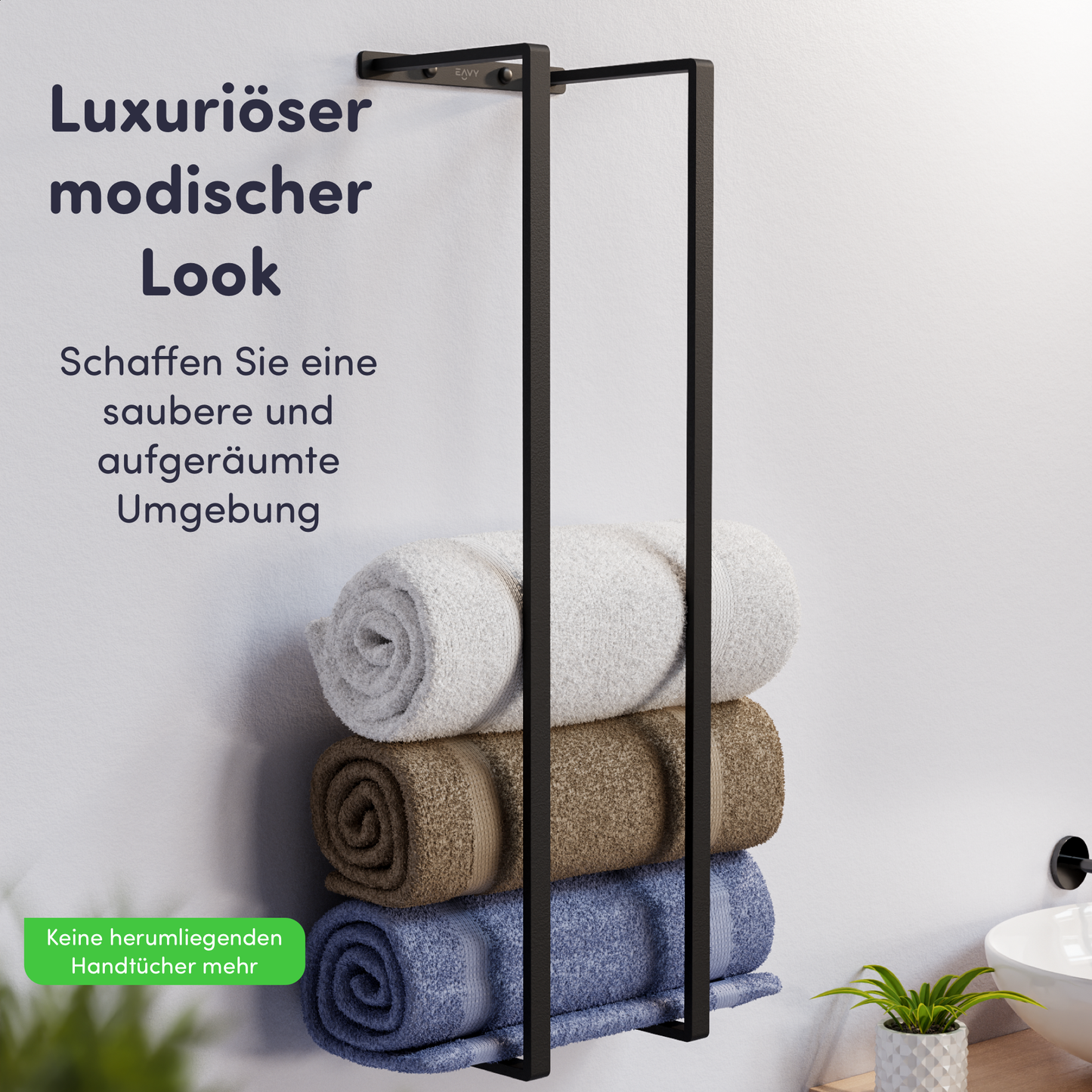 Handtuchhalter - 90x25x20 - Schwarz - Edelstahl (RVS)