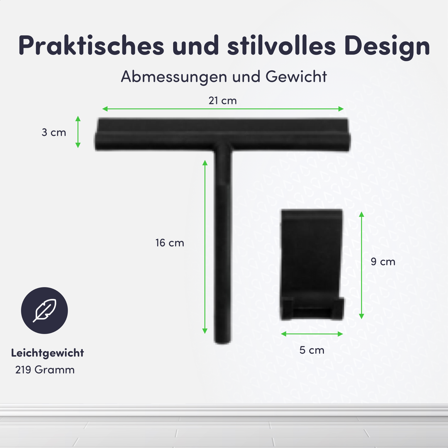 Luxus Duschabzieher mit Aufhänghaken - Silikon – Schwarz