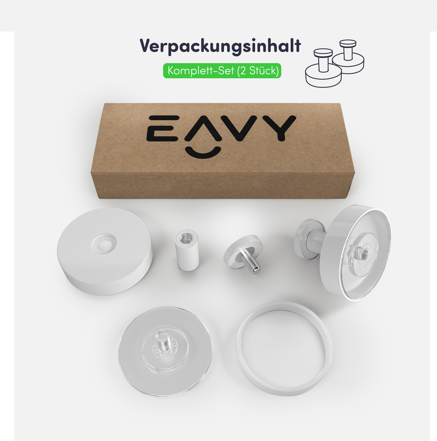 Set mit 2 EAVY Saughaken - Handtuchhaken - Weiß - Edelstahl