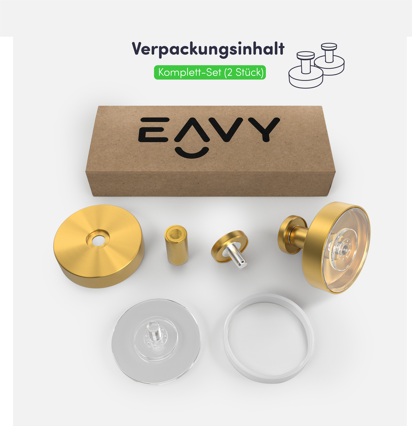 Set mit 2 EAVY Saughaken - Handtuchhaken - Gold - Edelstahl