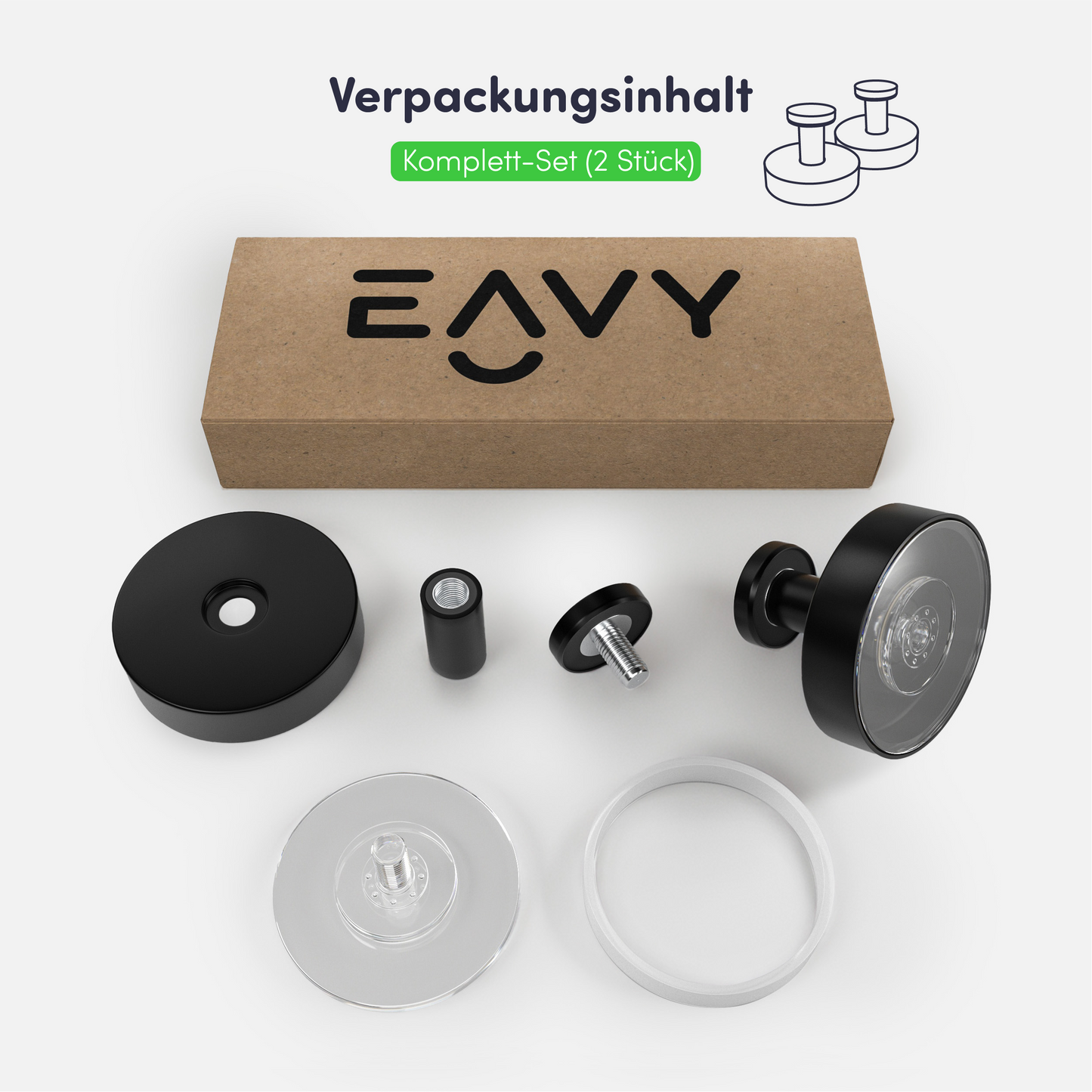 Set mit 2 EAVY Saughaken - Handtuchhaken - Schwarz - Edelstahl