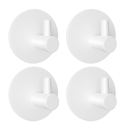 Set mit 4 Selbstklebende Handtuchhaltern - Edelstahl (RVS) - Weiß