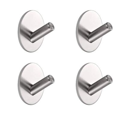 Set mit 4 Selbstklebende Handtuchhaltern - Edelstahl (RVS) - Silber