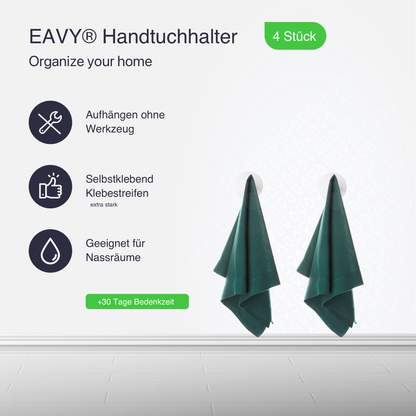 Set mit 4 Selbstklebende Handtuchhaltern - Edelstahl (RVS) - Weiß