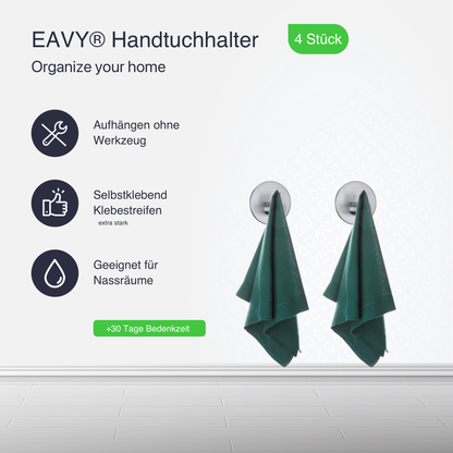 Set mit 4 Selbstklebende Handtuchhaltern - Edelstahl (RVS) - Silber