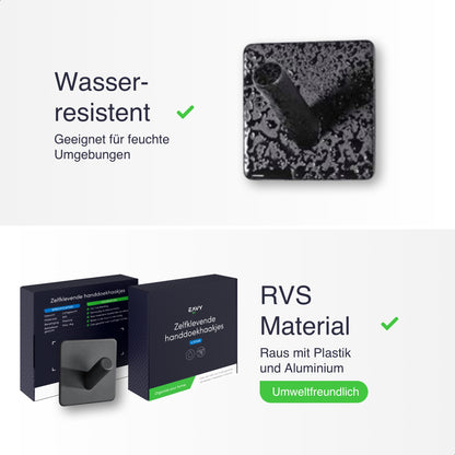 Set mit 4 Selbstklebende Handtuchhaltern - Edelstahl (RVS) - Schwarz