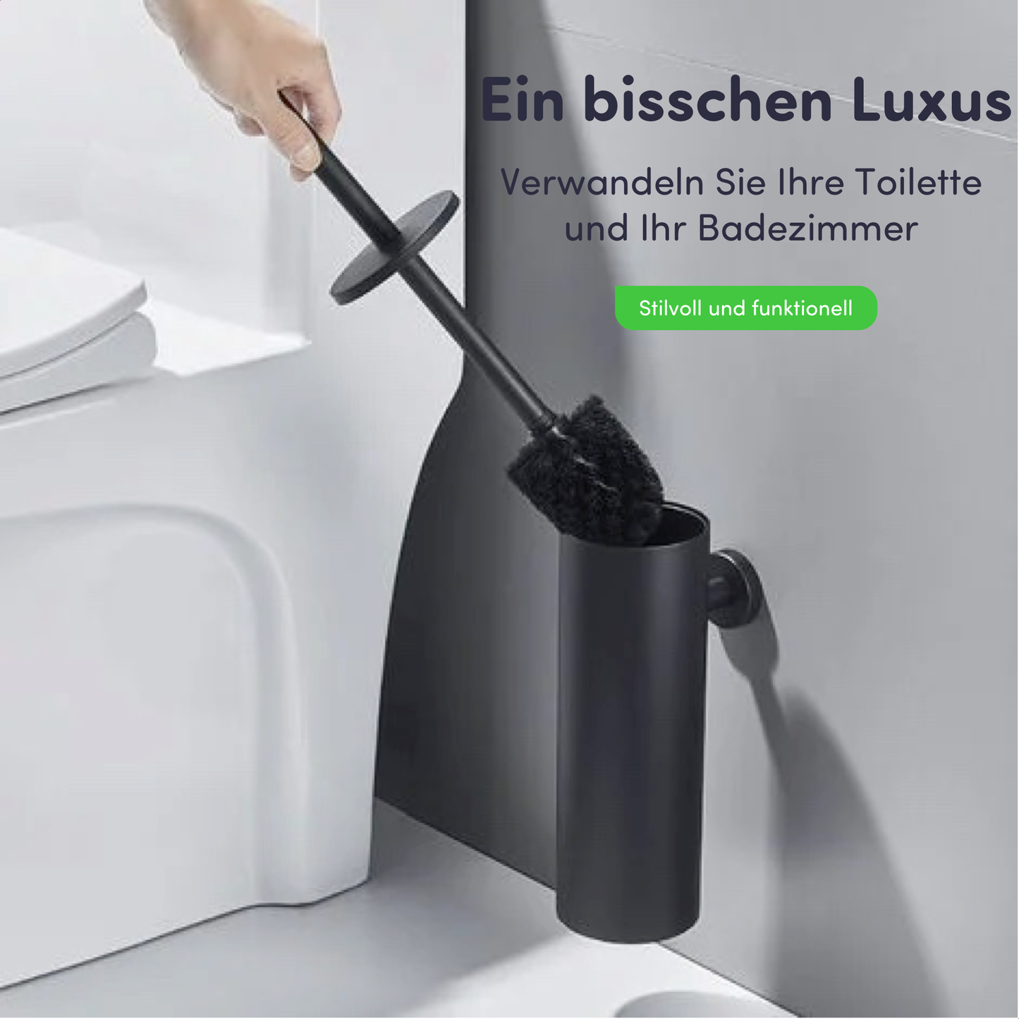 WC-Bürste mit Halter - Edelstahl Schwarz - Hängend