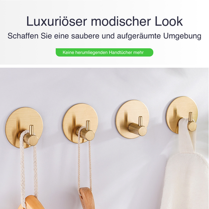 Set mit 2 Selbstklebende Handtuchhaltern - Edelstahl (RVS) - Gold