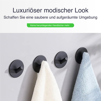 Set mit 4 Selbstklebende Handtuchhaltern - Edelstahl (RVS) - Schwarz