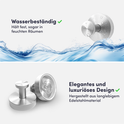 Set mit 2 EAVY Saughaken - Handtuchhaken - Silber - Edelstahl