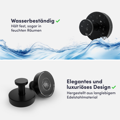 Set mit 2 EAVY Saughaken - Handtuchhaken - Schwarz - Edelstahl