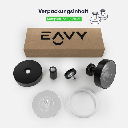 Set mit 2 EAVY Saughaken - Handtuchhaken - Schwarz - Edelstahl