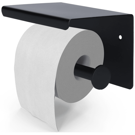 WC-Rollenhalter mit Ablage - Selbstklebend oder Bohren - Schwarz